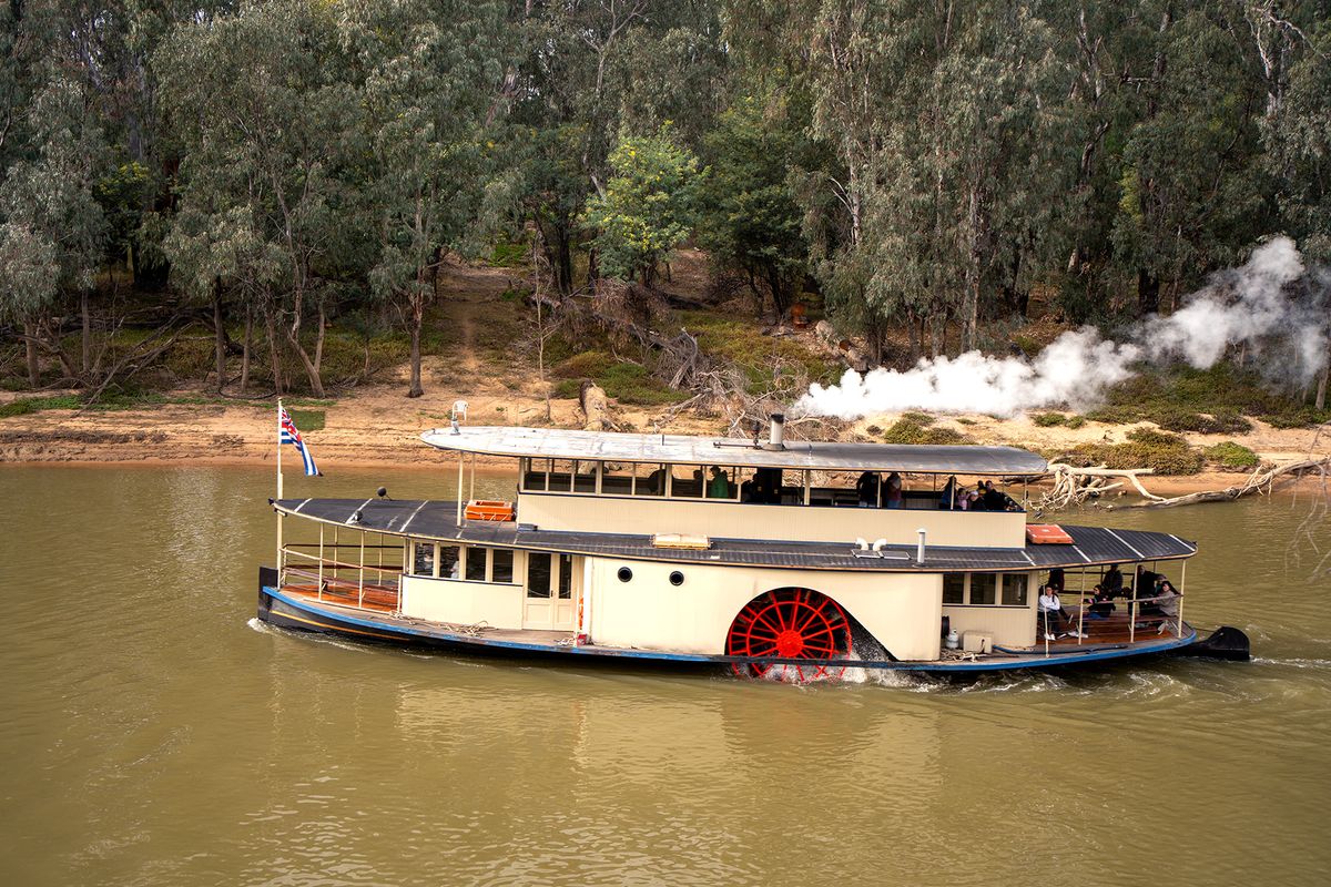 Steam,Paddle,Ferry,In,Murray,River,,Echuca,,Victoria,,Australia