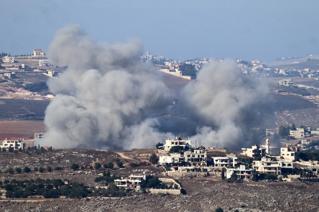 Smoke billows from the site of an Israeli airstrike that targeted the southern Lebanese village of Kfar Tibnit on October 21, 2024, amid the ongoing war between Israel and Hezbollah. (Photo by AFP) Hezbollah