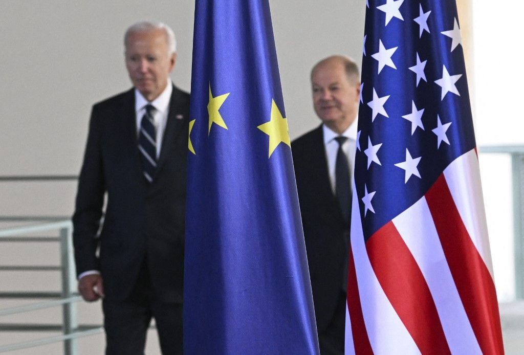 US President Joe Biden in Berlin ukrajnai háború