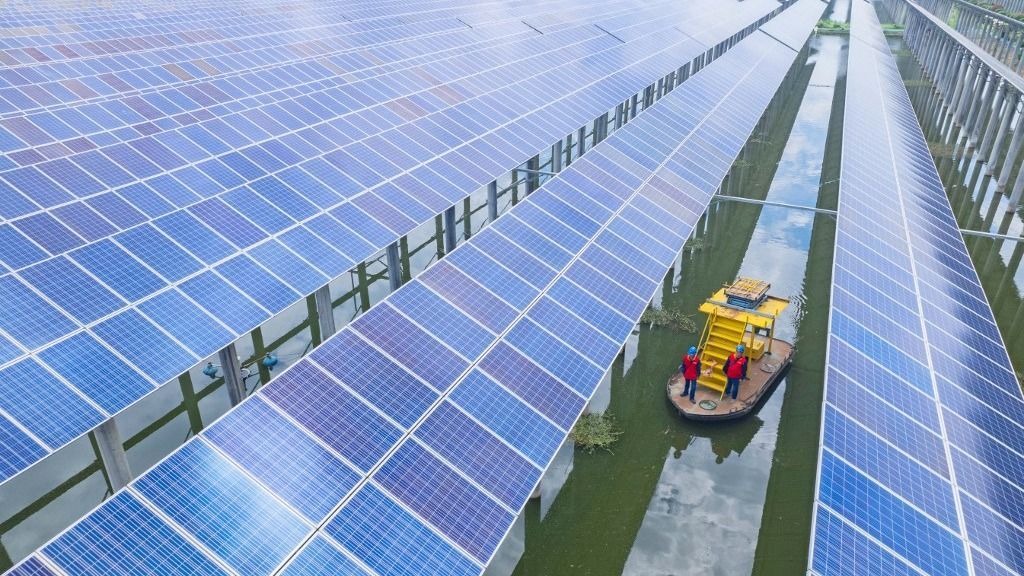 Photovoltaic Power Station in Chuzhou
Operation and maintenance personnel are inspecting the operating power generation facilities at the ''fishery-solar hybrid project'' photovoltaic power station in Chuzhou, Anhui province, China, on August 12, 2024. (Photo by Costfoto/NurPhoto) (Photo by CFOTO / NurPhoto / NurPhoto via AFP)