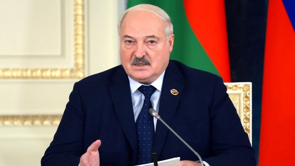 In this pool photograph distributed by Russian state agency Sputnik, Belarus' President Alexander Lukashenko attends a meeting of the Supreme State Council of the Union State of Russia and Belarus, in Saint Petersburg on January 29, 2024. (Photo by Vyacheslav PROKOFYEV / POOL / AFP) lukasenka