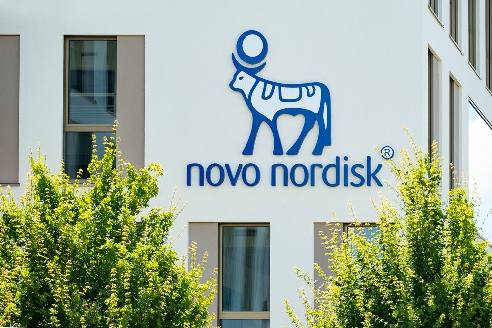 Novo,Nordisk,Advertising,Logo,On,Facade,Building,,Danish,Pharmaceutical,Healthcare Richter