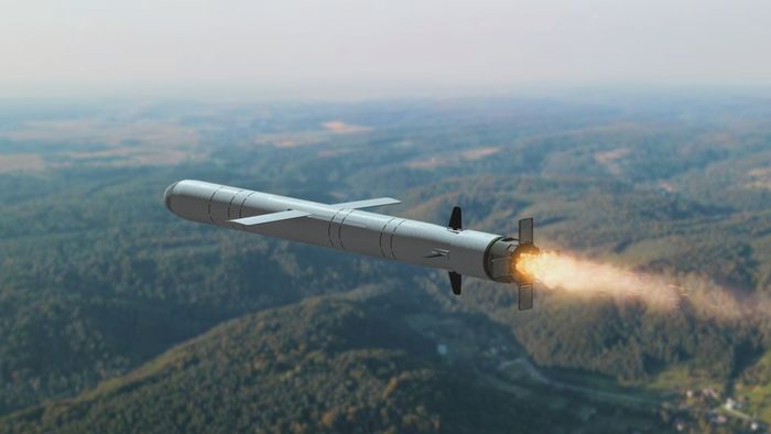 Ballistic,Military,Missile,Kalibr,Flying,In,The,Sky,Above,The