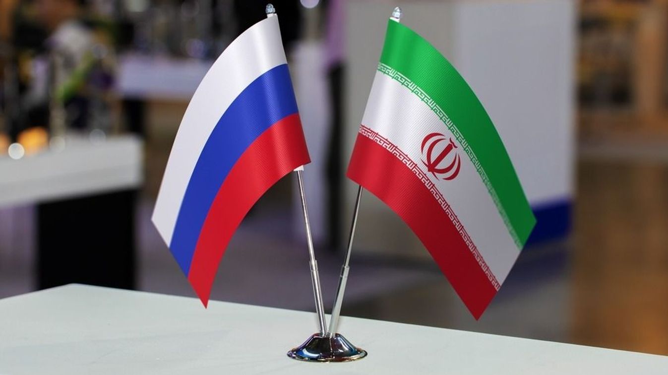 Two,Small,Table,Flags,Of,Russia,And,Iran,Together,At