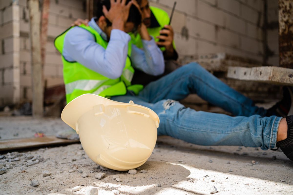 A,Man,In,A,Yellow,Vest,Is,Sitting,On,The