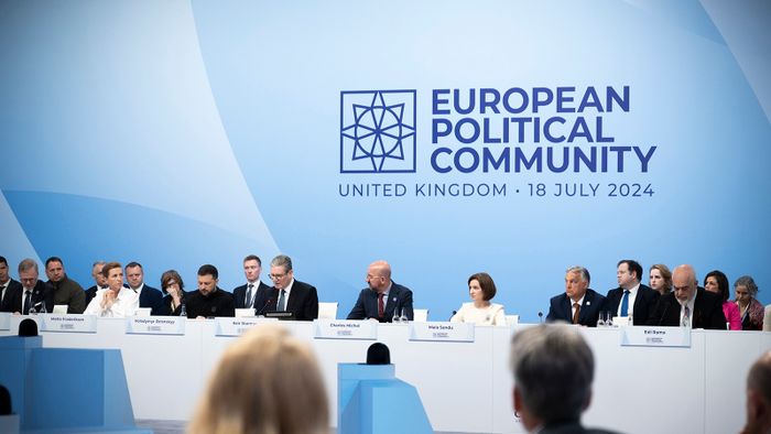 Az Európai Politikai Közösség (EPC) budapesti tanácskozása a Puskás Arénában 2024. november 7-én.