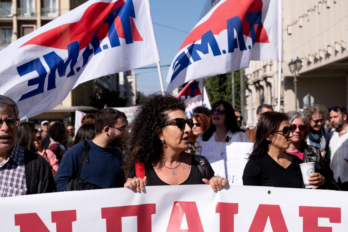 24h Teachers Strike In Athens, sztrájk