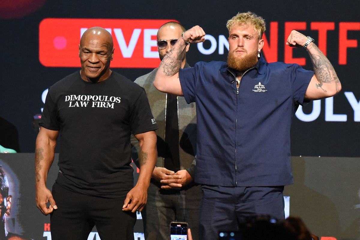 Paul vs. Tyson and Taylor vs. Serrano 2 Press ConferenceMike Tyson and Jake Paul at the Paul vs. Tyson and Taylor vs. Serrano 2 press conference held at the Apollo Theater on May 13, 2024 in New York City. (Photo by Steve Eichner/Variety via Getty Images), A Netflix úgy készül a Tyson vs. Paul harcra, mint a karácsonyra