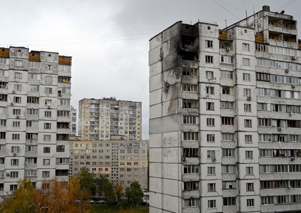 Kyiv apartment block damaged by Russian drone attack