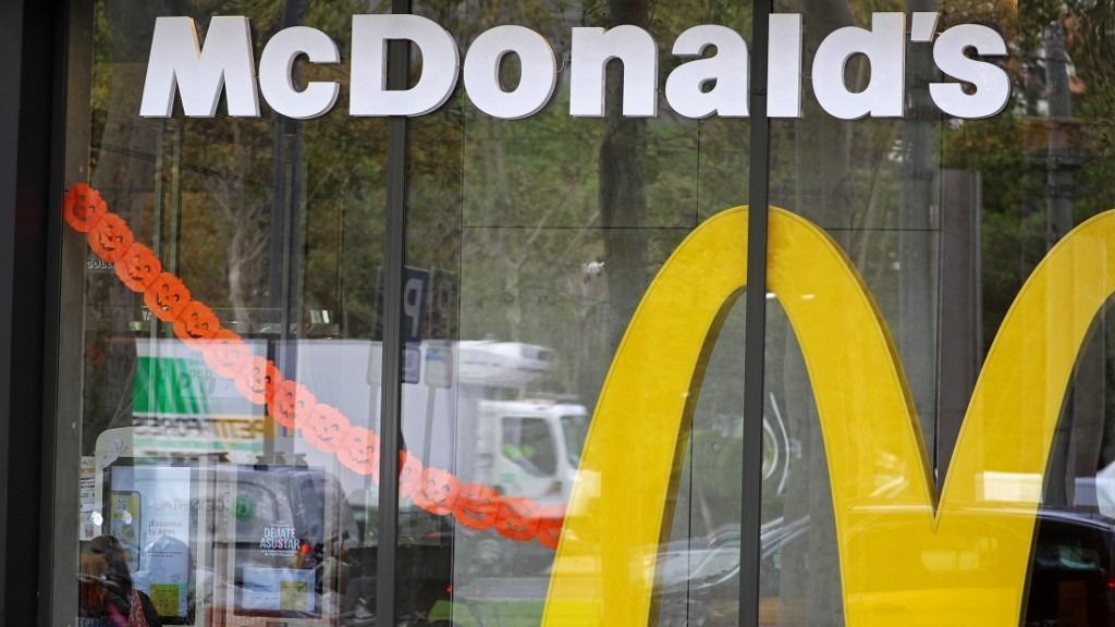McDonalds branch with Halloween decorations in Barcelona