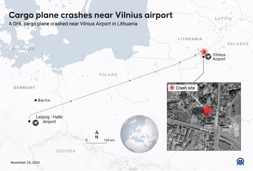 Cargo plane crashes near Vilnius airport