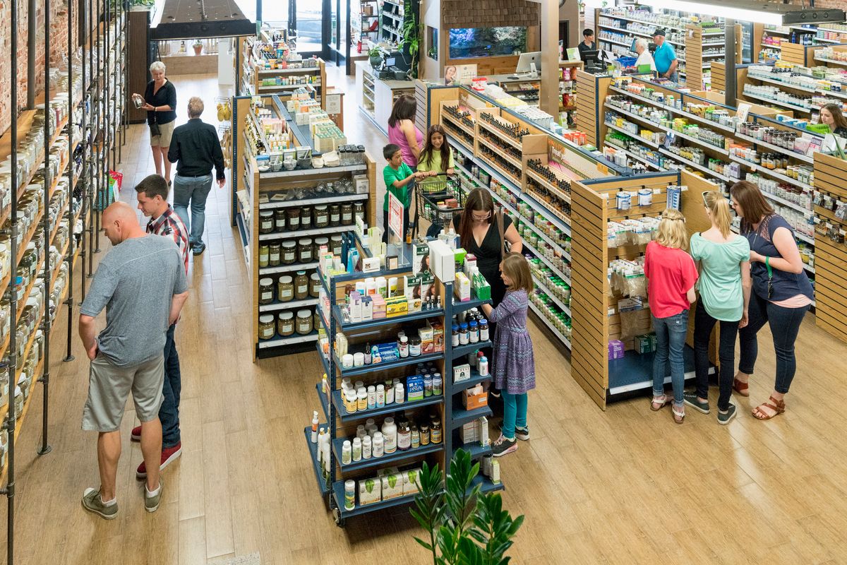 Customers browsing in nutrition store