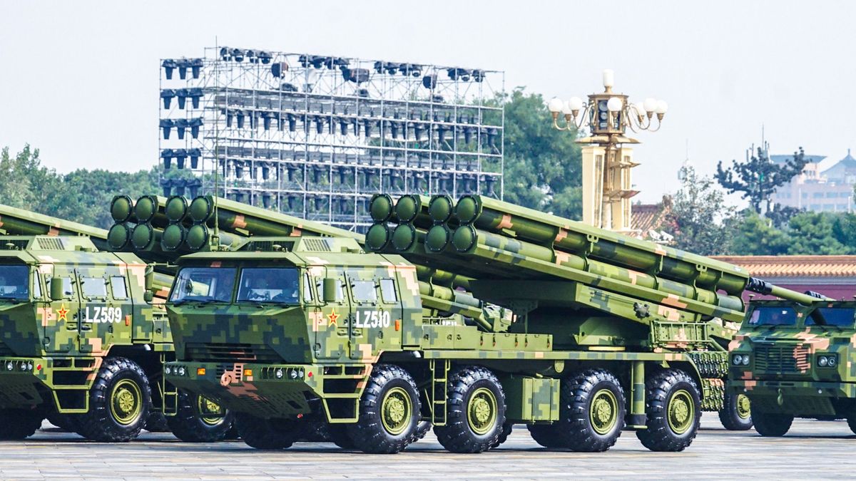 Dongfeng-41 intercontinental strategic nuclear missiles formation marches to celebrate 70th anniversary of PRC in Beijing pentagon