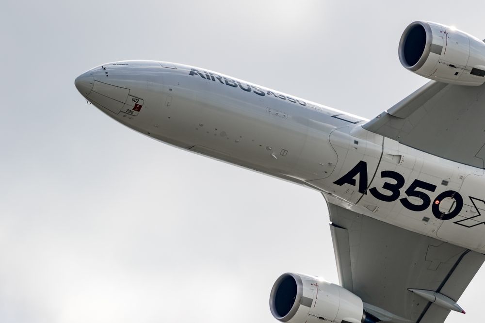 Airbus,A350,Xwb,Passenger,Aircraft,In,Flight,During,The,Berlin