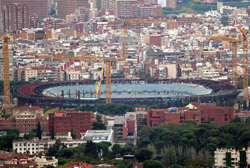 A Barcelona felújítás alatt álló stadionja, a Spotify Camp Nou 2024 októberének közepén / Fotó: NurPhoto via AFP
