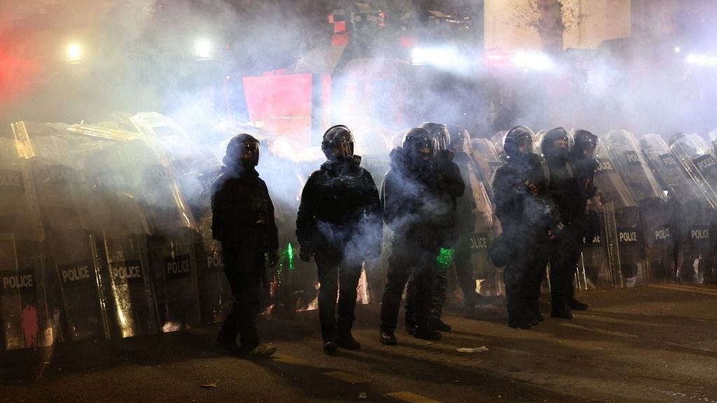 Police use water cannons against protesters surrounding Georgia’s parliament