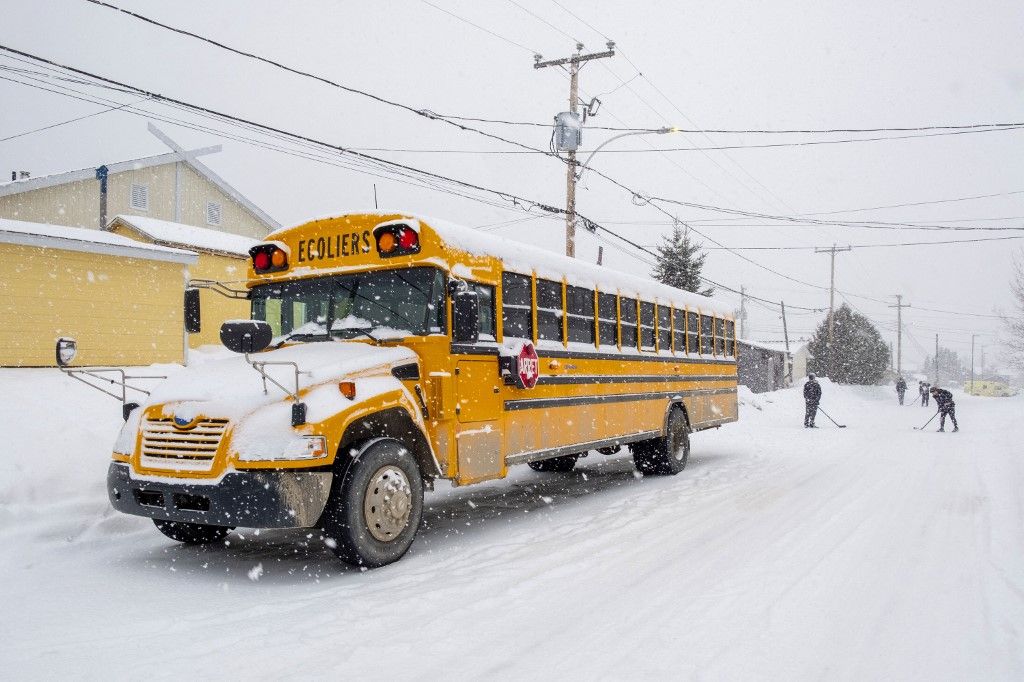 Canada quebec province manawan atikamekw indian reserve school bus