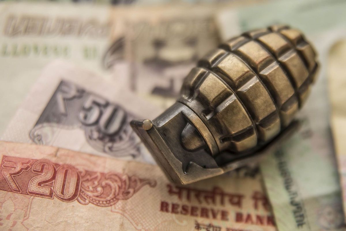 Money,For,War,Concept,Hand,Grenade,Or,Pineapple,And,Money