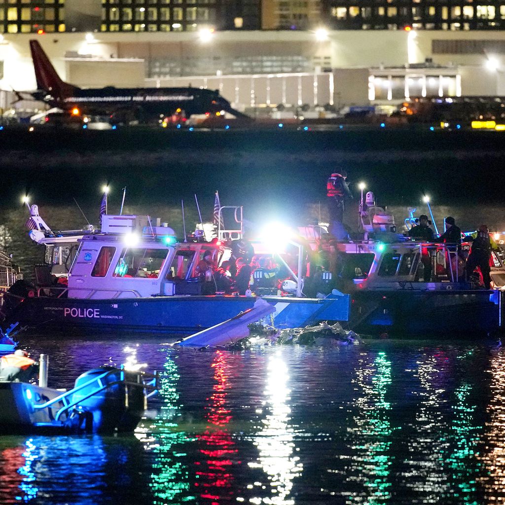 Emergency units search the Potomac River.