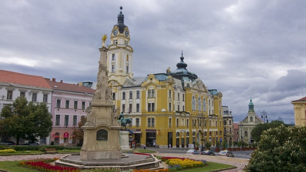 Holy Trinity column in Pécs, Hungary, Europe