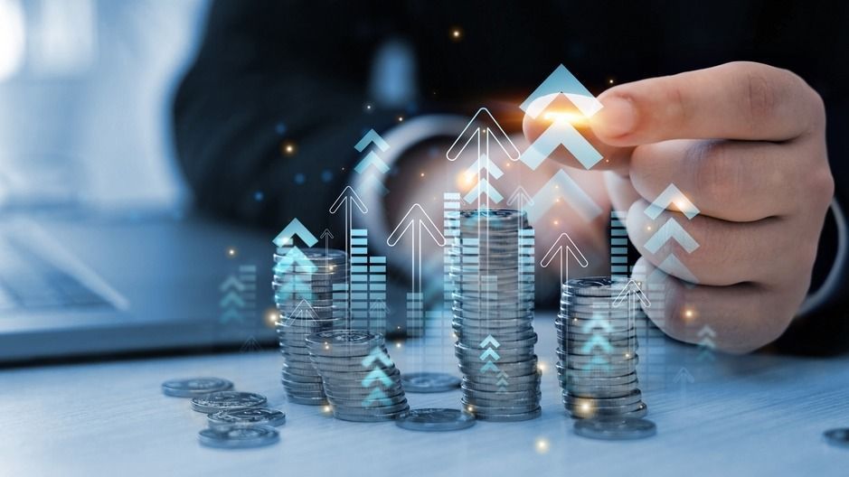 befektetés, befektetési alapok, Money,Business,Financial,Graph,Diagram,Of,Coin.,Financial,Growth,Data