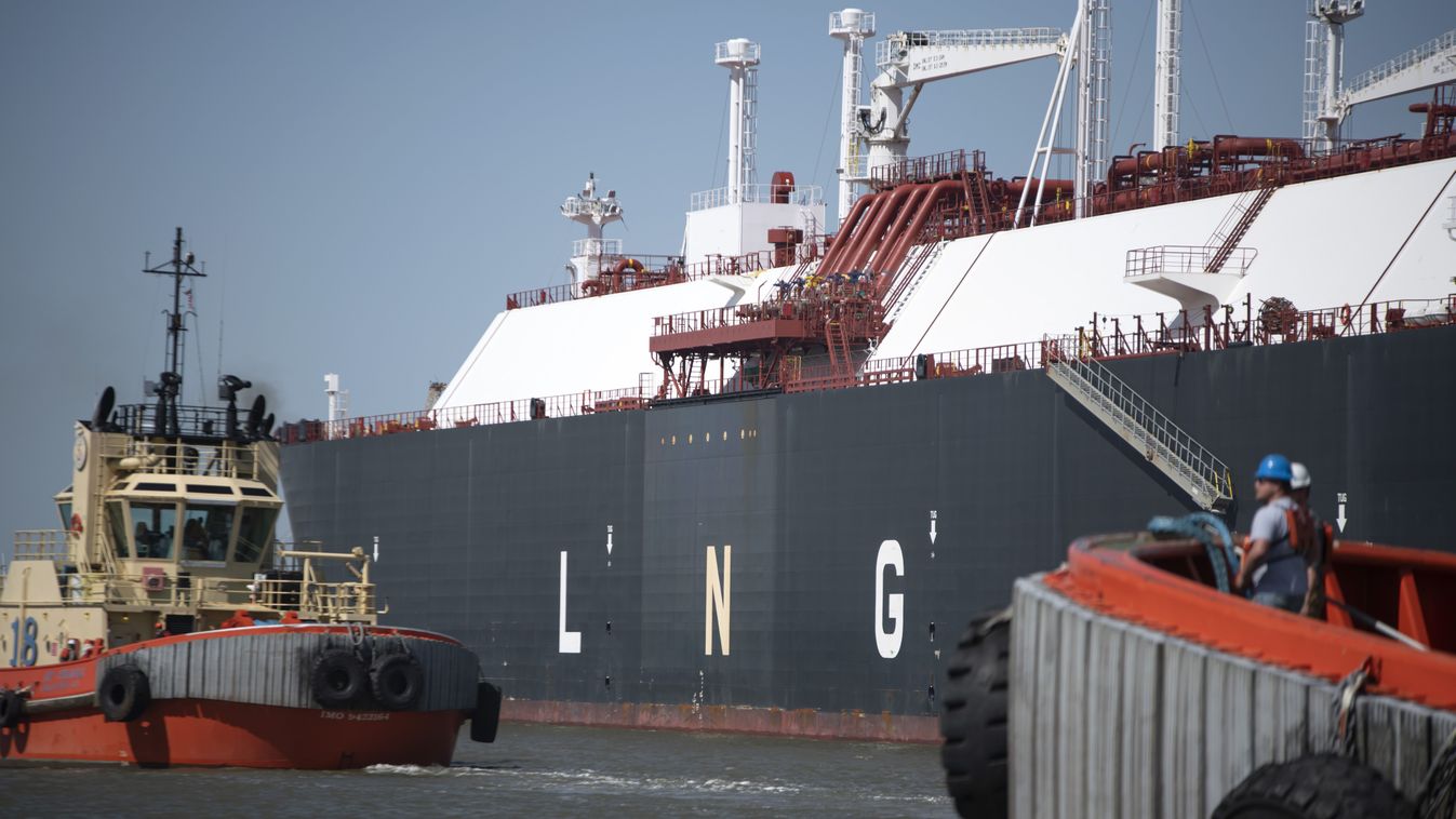 An LNG tanker in Cameron, Louisiana, US