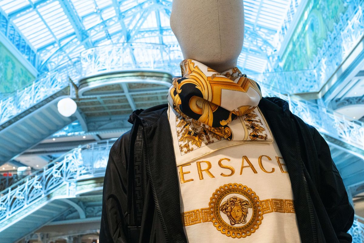 Versace clothing at a department store in Paris Prada