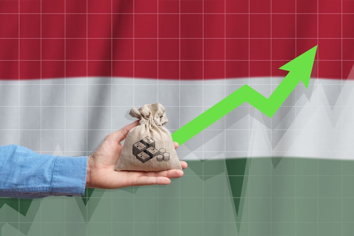 forint The,Concept,Of,Economic,Growth,In,Hungary.,Hand,Holds,A