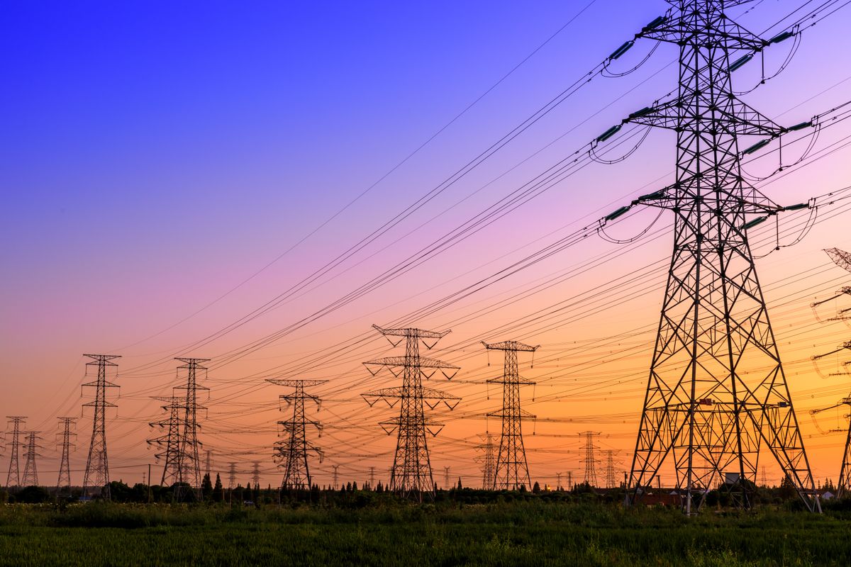 High,Voltage,Electricity,Tower,Sky,Sunset,Landscape,industrial,Background.