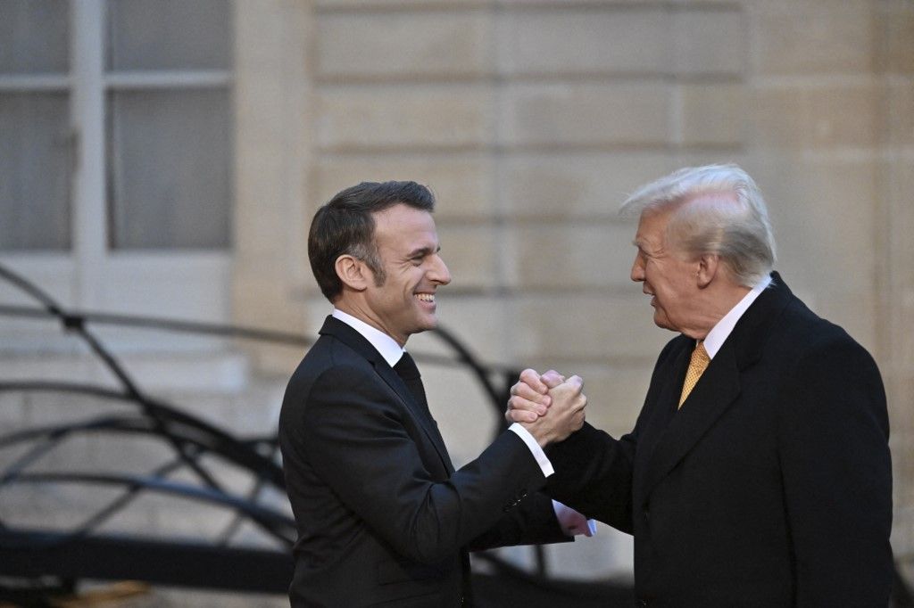 FRANCE-DIPLOMACIE-EMMANUEL MACRON MEETS DONALD TRUMP Emmanuel Macron Trump Ukrajna háború béke