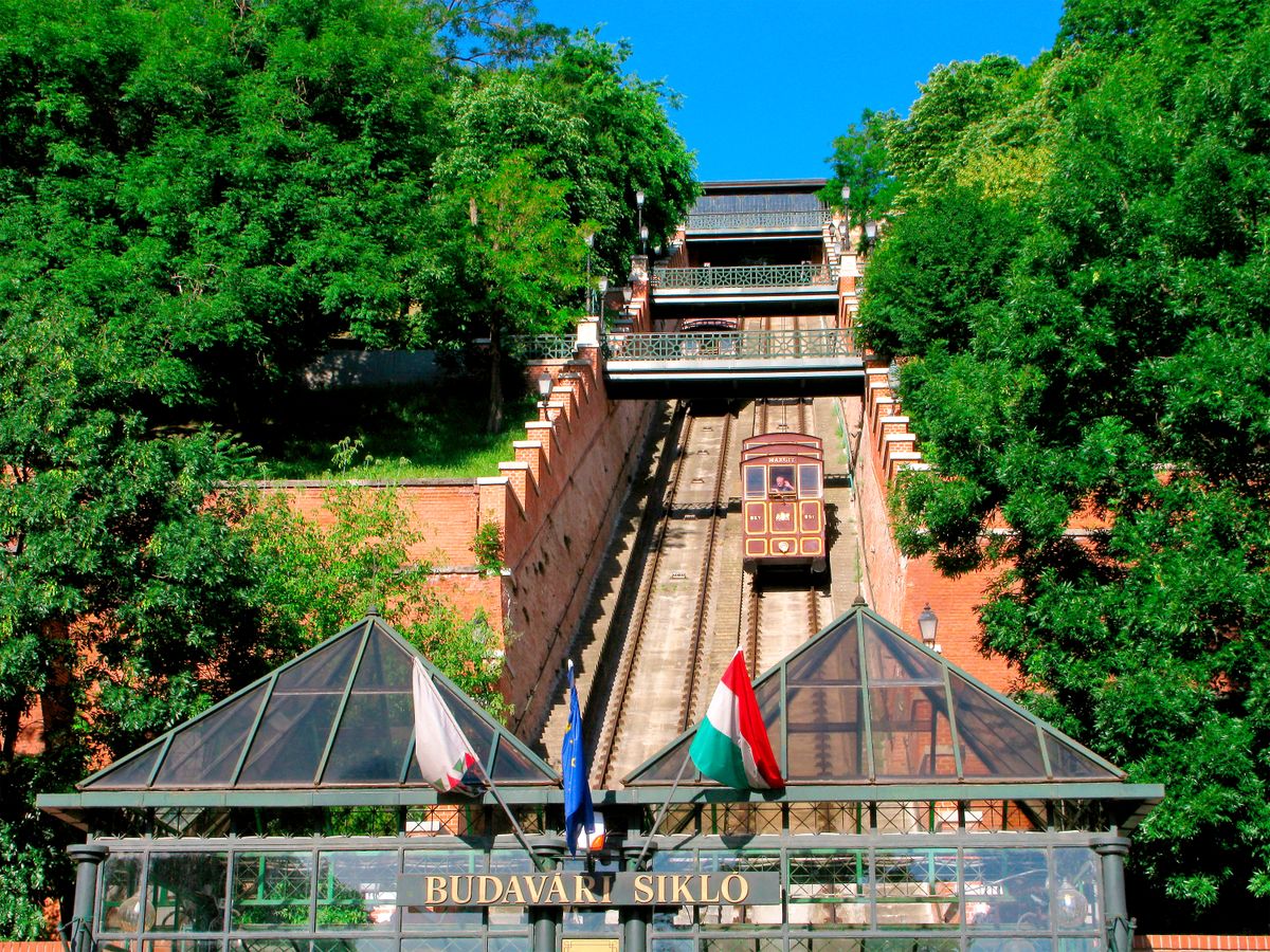 Budavári sikló, Budapest,,Hungary,-,May,28,,2018:,Old,Funicular,Railway,In Jön a kombinált jegy a Budavári Siklóra és a körjárati hajókra