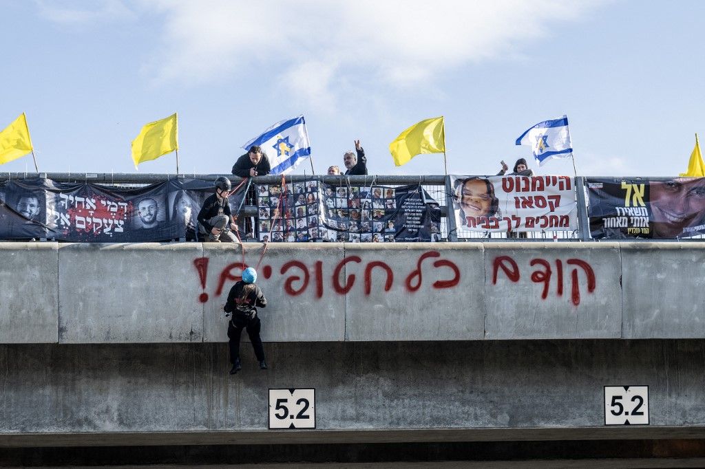 Demonstration in Tel Aviv demanding continuation of hostage swap
Izraeli háború, túszhelyzet, Hamász, tűzszünet