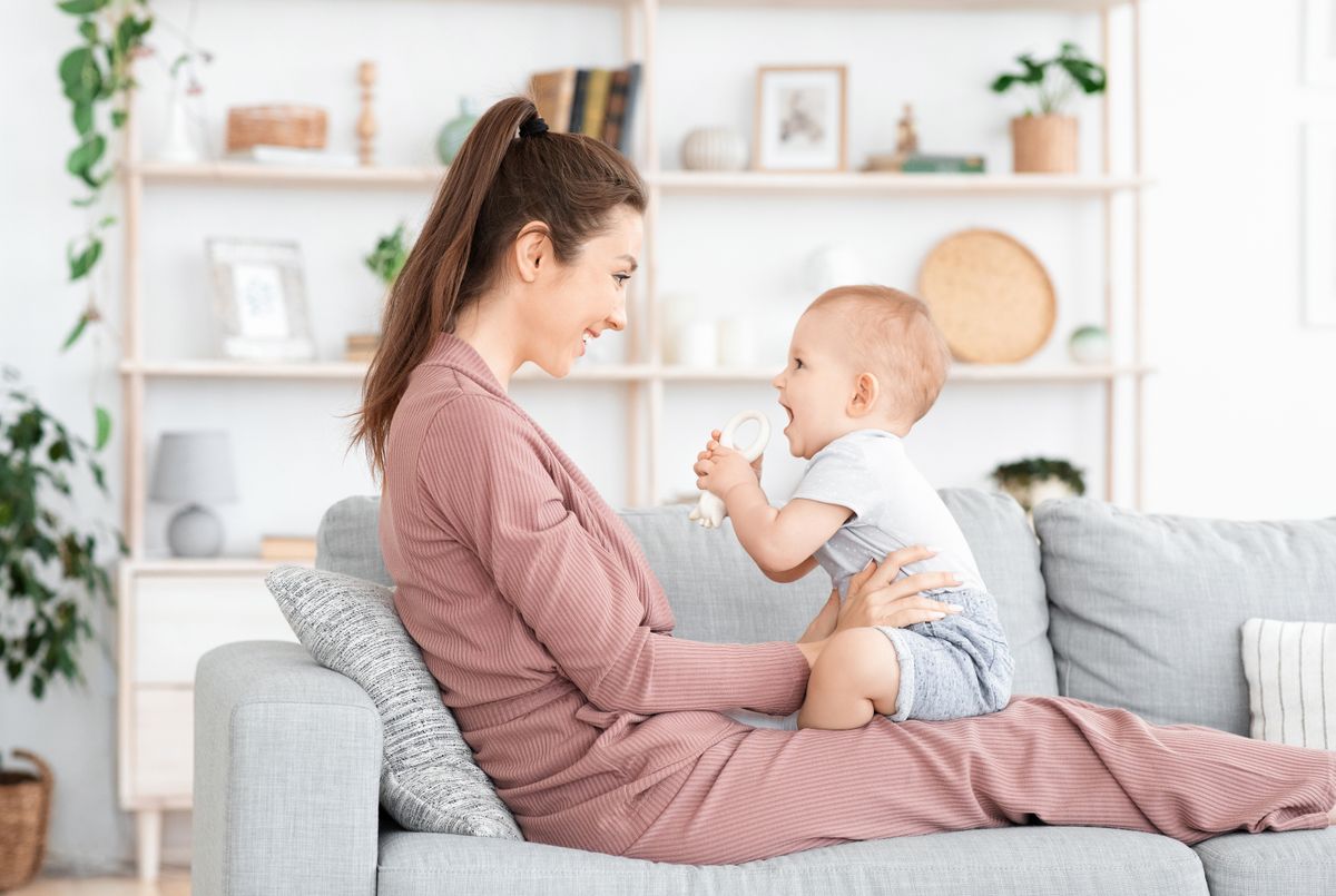 Happy loving family. Mother and her toddler baby boy playing at home
anyák adómentessége