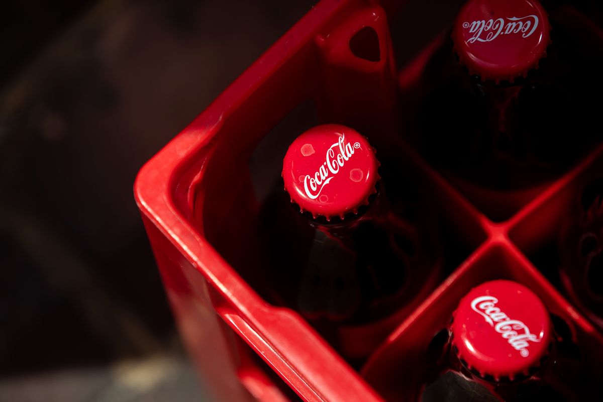 Bottles of Coca-Cola.