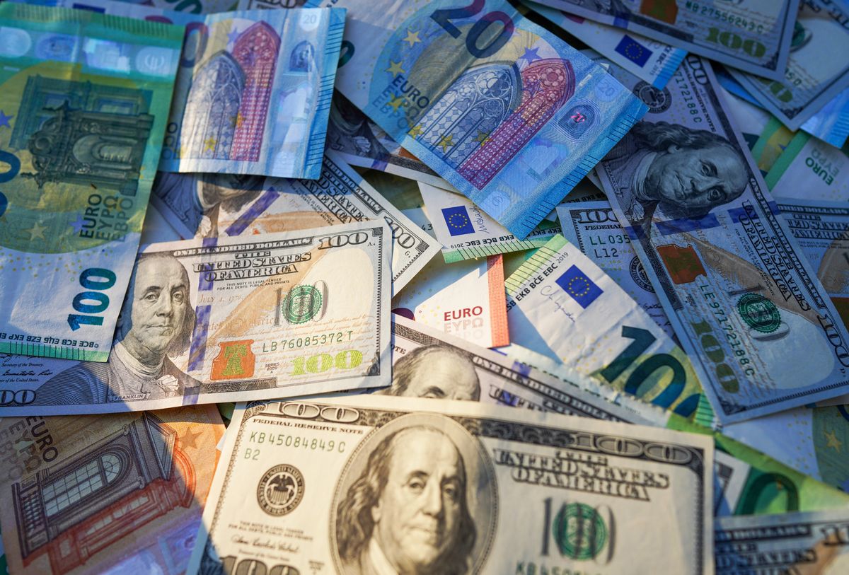 Euro,Money,Background.,Dollar,And,Euro,Banknotes.,Euro,Cash,Payment.