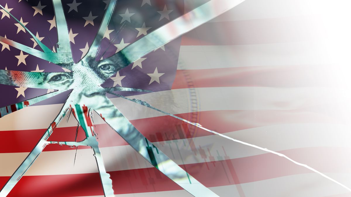 Crisis,United,States.,Economic,Problems,In,America.,Financial,Collapse,In, recesszió, gazdasági visszaesés, Amerika, illusztráció
