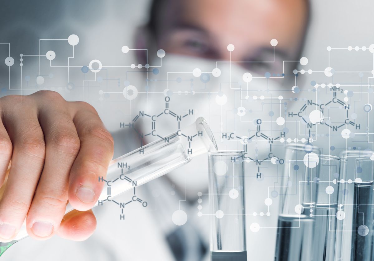 kutatastamogatasi-rendszer,Handsome,Scientist,Making,Research,Over,Dna,Molecule,Structure, kutatás, orvos, labor