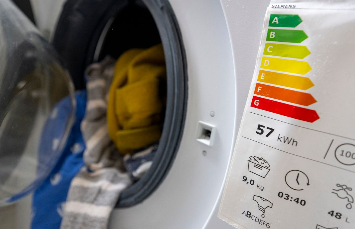 Energy label on washing machine