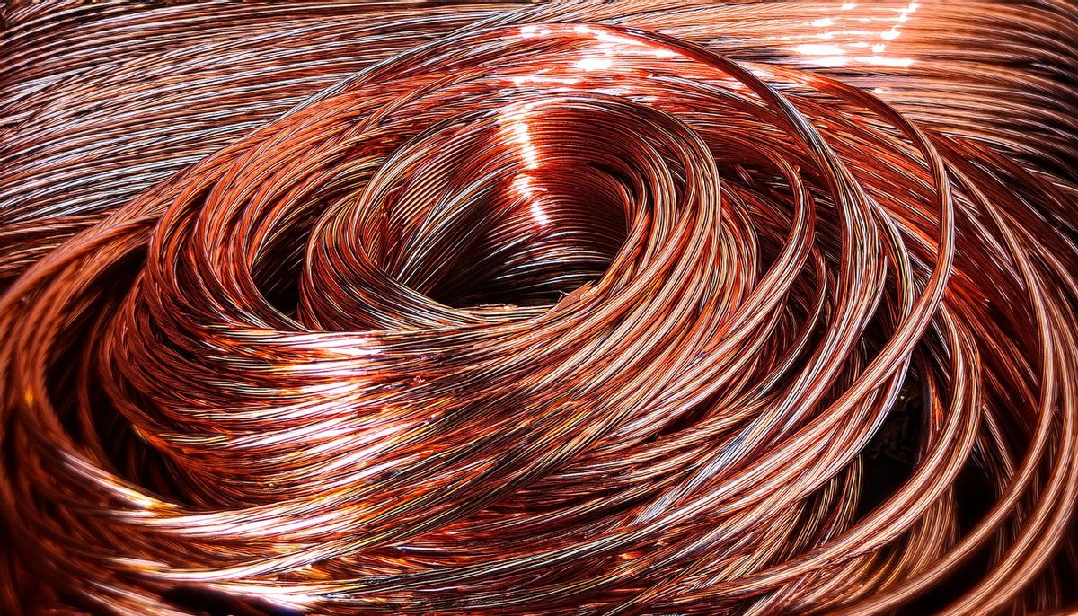 réz, árupiac, ipari fém, Detail,Of,Copper,,A,Scrap,Material,Swirl,Close-up,With,Textured, réz, ipari réz 
