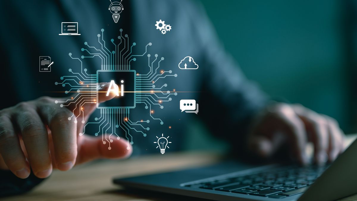 mesterséges itelligencia,Technology,And,People,Concept,Man,Use,Ai,To,Help,Work,