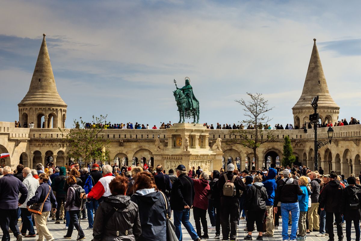 Budapest,,Hungary,-,April,28,,2019:,Tourists,Near,The,Fisherman's