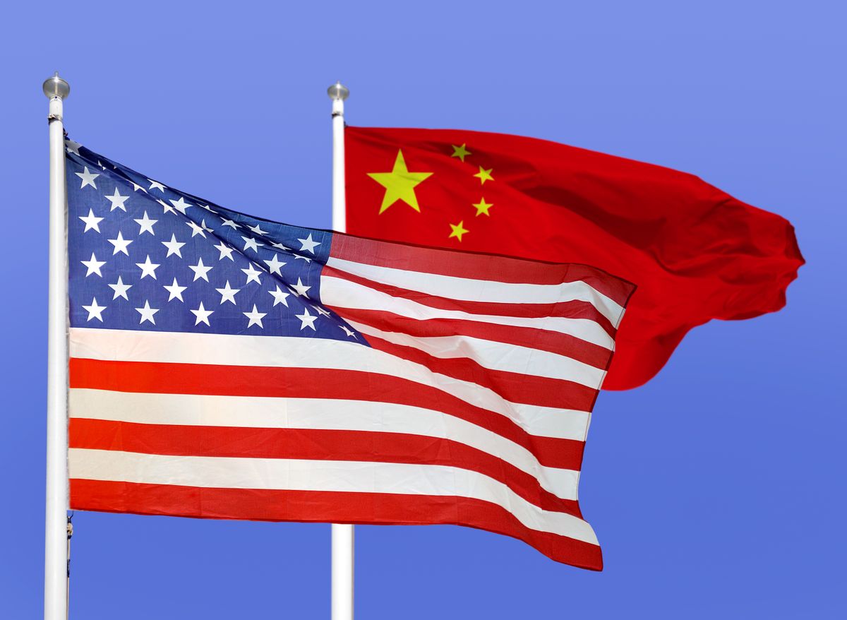 Symbolic,Of,Sino-american,Relations,,The,Flag,Of,The,United,States, kína