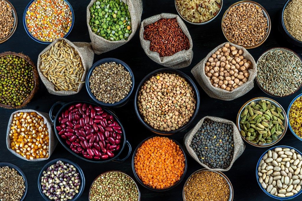 Main organic food seeds and pasta