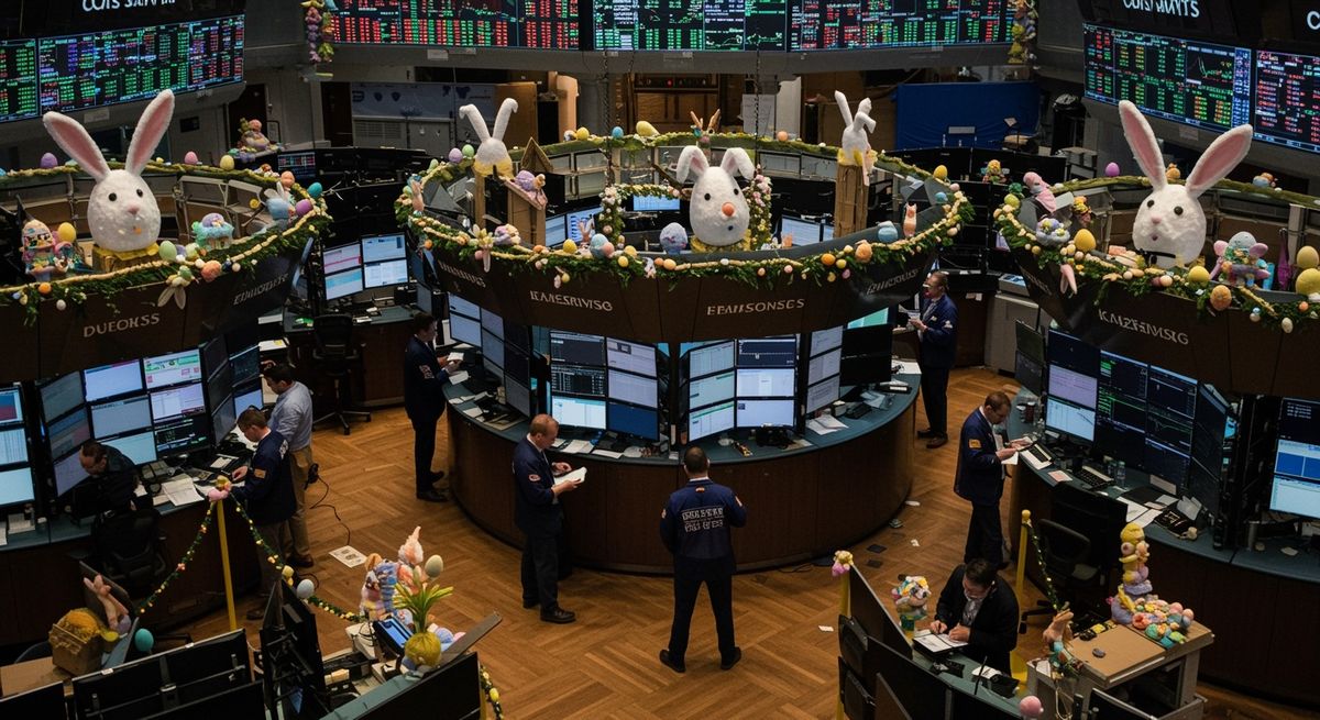 Indoor,Photo,Of,Stock,Market,Easter, húsvét, tőzsde, Húsvéti tőzsdei nyitvatartás, 