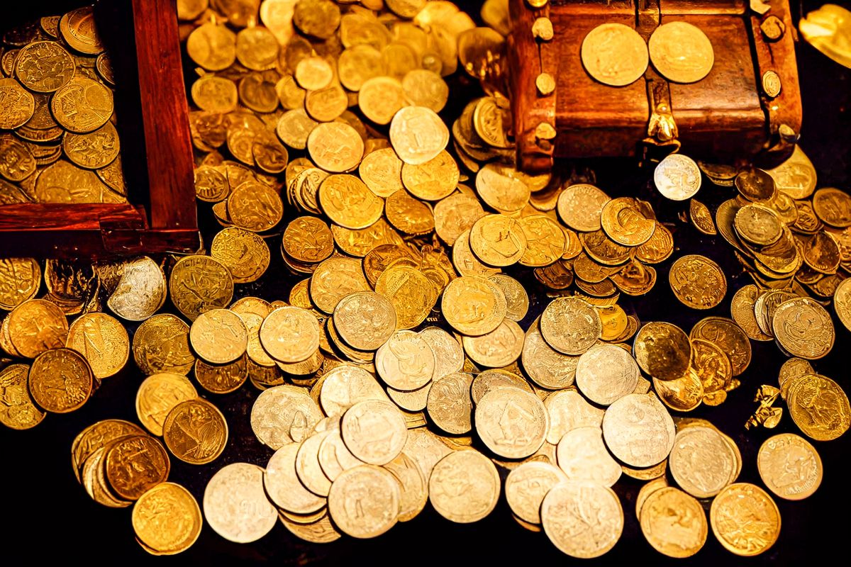 kincs Ancient,And,Antique,Treasure,,With,Gold,Coins,And,Precious,Jewels,