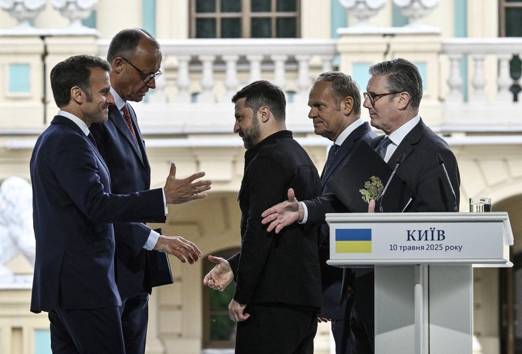orosz-ukrán háború, Macron, Zelenszkij, Merz