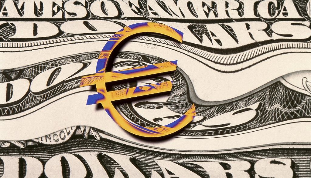 FRANCE. EURO SYMBOL ON BANKNOTE (US DOLLAR) IN THE BACKGROUND, forint, 