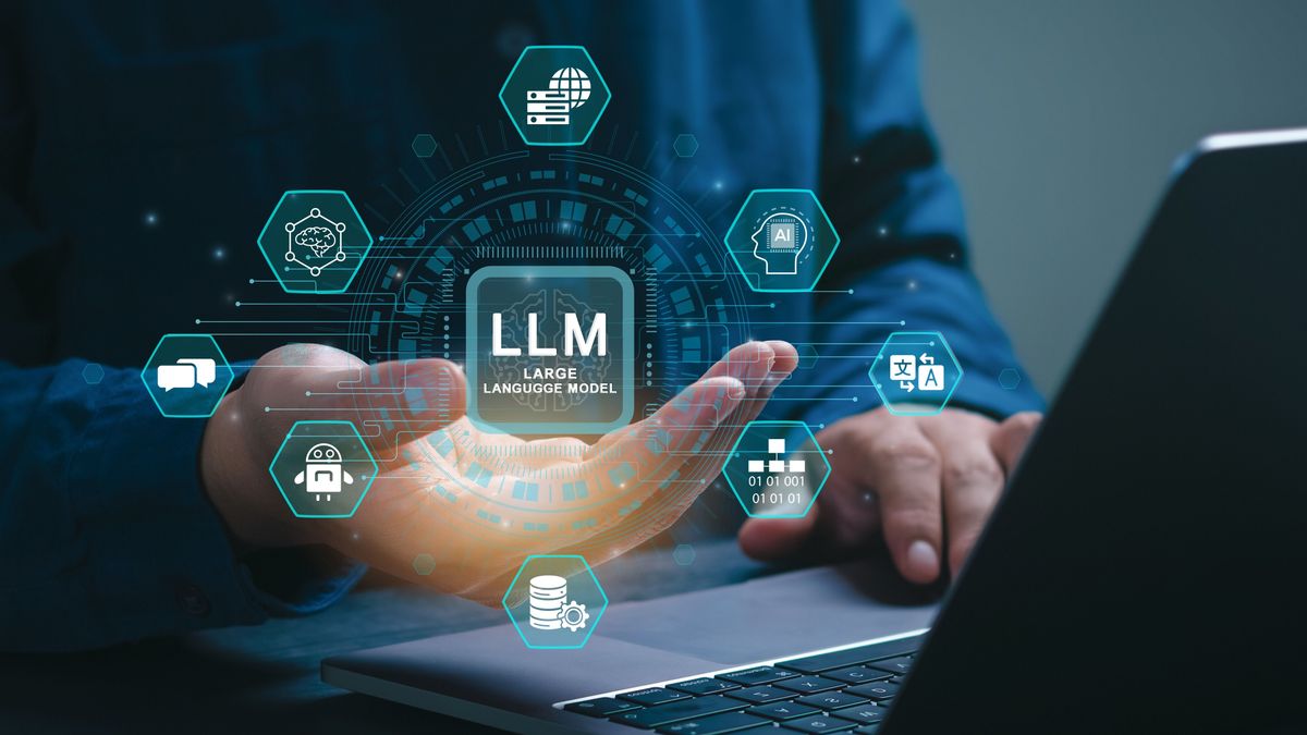 LLM,Ai,Large,Language,Model,Concept.,Businessman,Working,On,Laptop