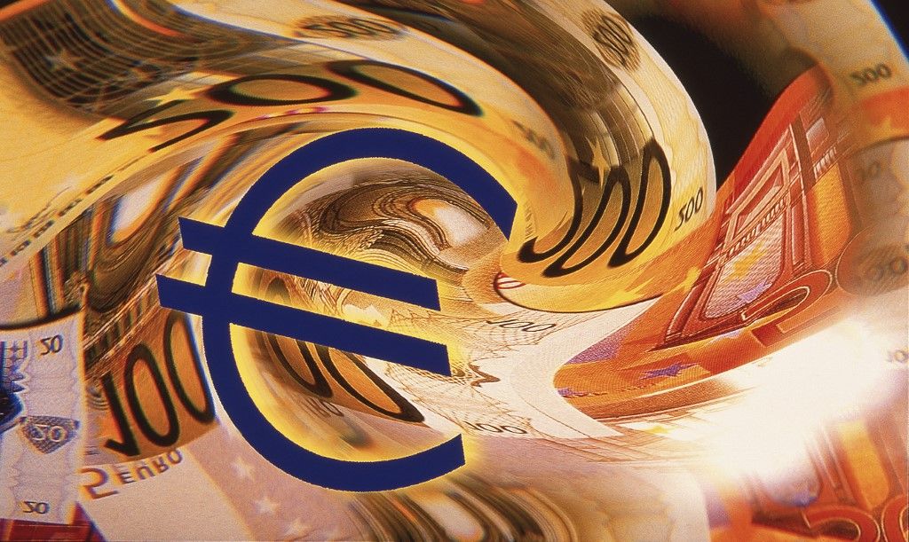 forint EURO SYMBOL ON A BACKGROUND OF BANKNOTES