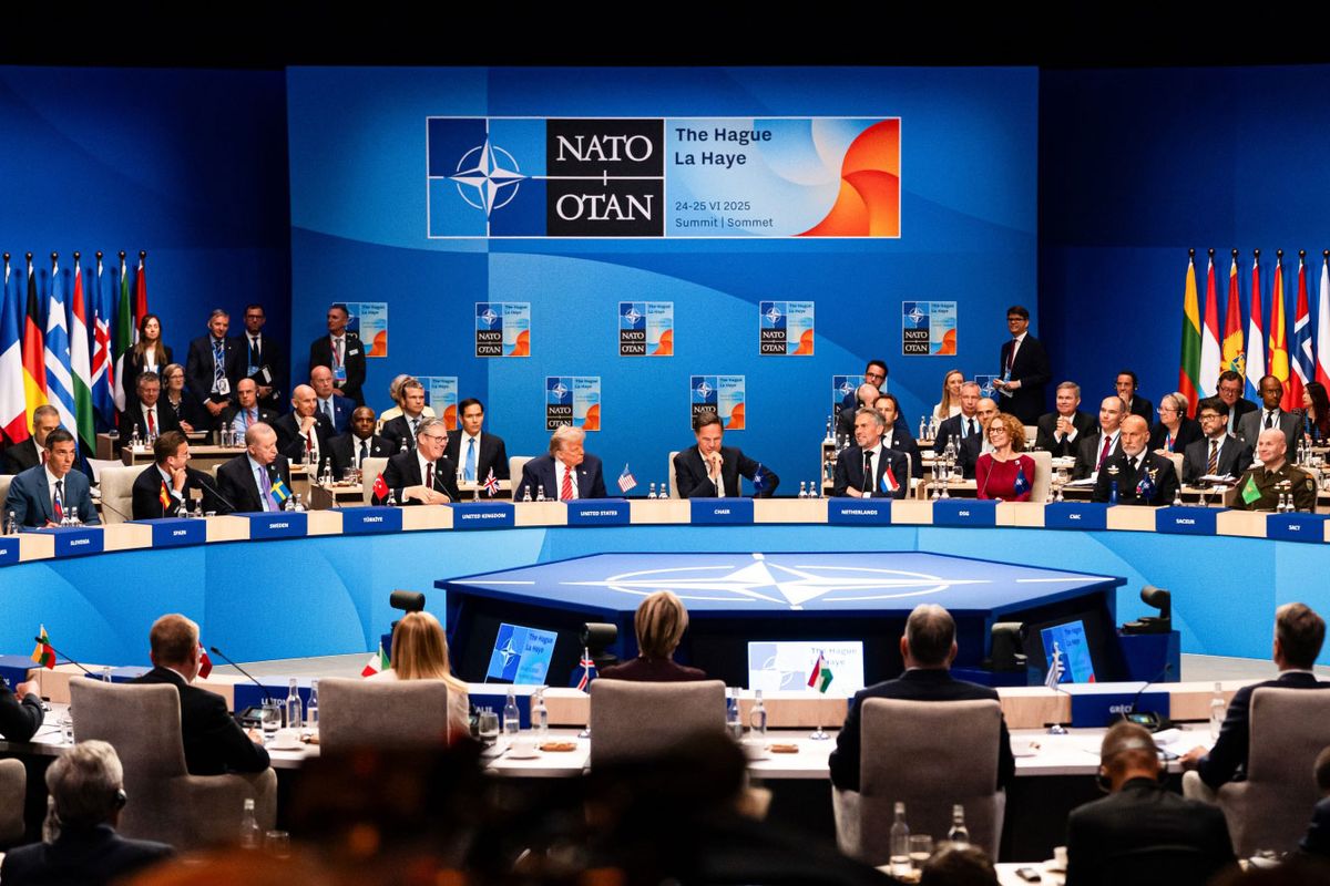 World leaders during a NATO plenary meeting on June 25.